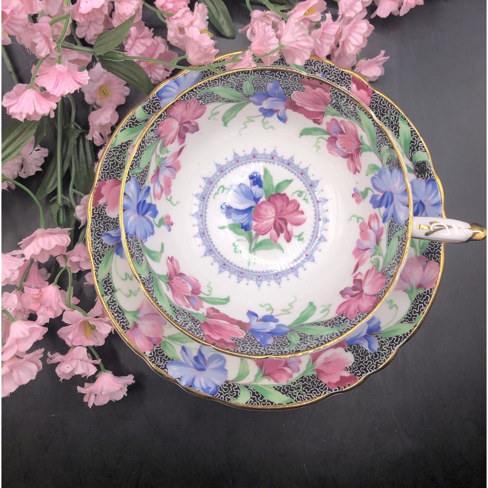 Paragon Double Warranted “Sweet Pea” Widemouth Teacup and Saucer, Bone China